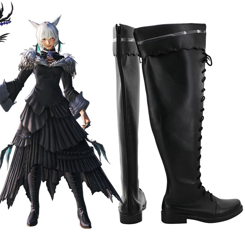 Final Fantasy XIV Y'shtola Rhul Master Matoya Shadowbringers Black Shoes Cosplay Boots