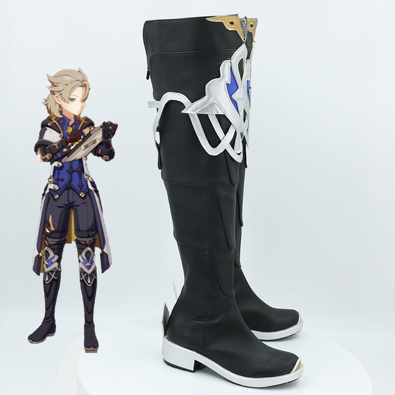 Genshin Impact Albedo Black Shoes Cosplay Boots