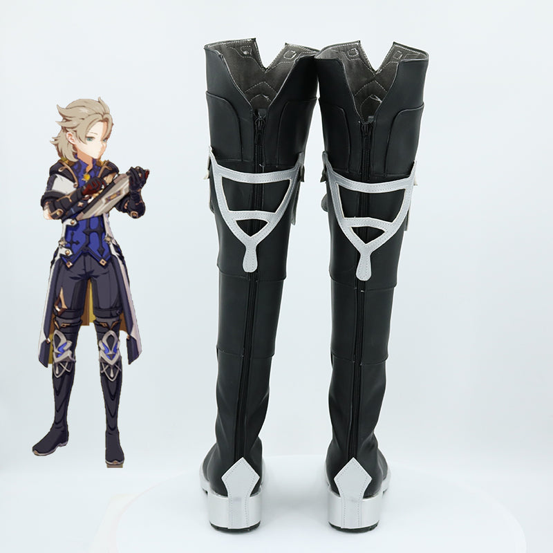 Genshin Impact Albedo Black Shoes Cosplay Boots