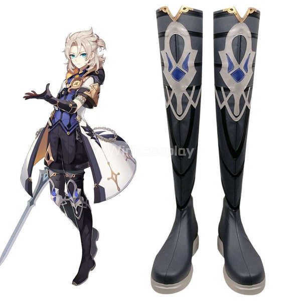 Genshin Impact Albedo Black Shoes Cosplay Boots - Winkcosplay