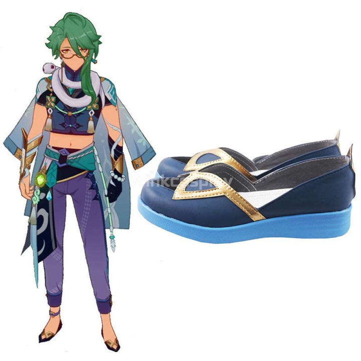Genshin Impact Baishu Blue Cosplay Shoes - Winkcosplay