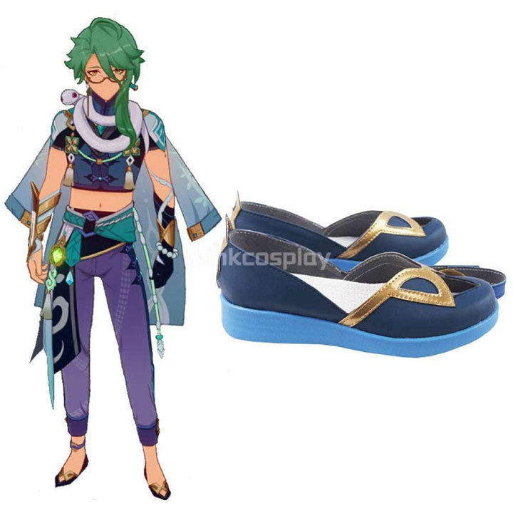 Genshin Impact Baishu Blue Cosplay Shoes - Winkcosplay