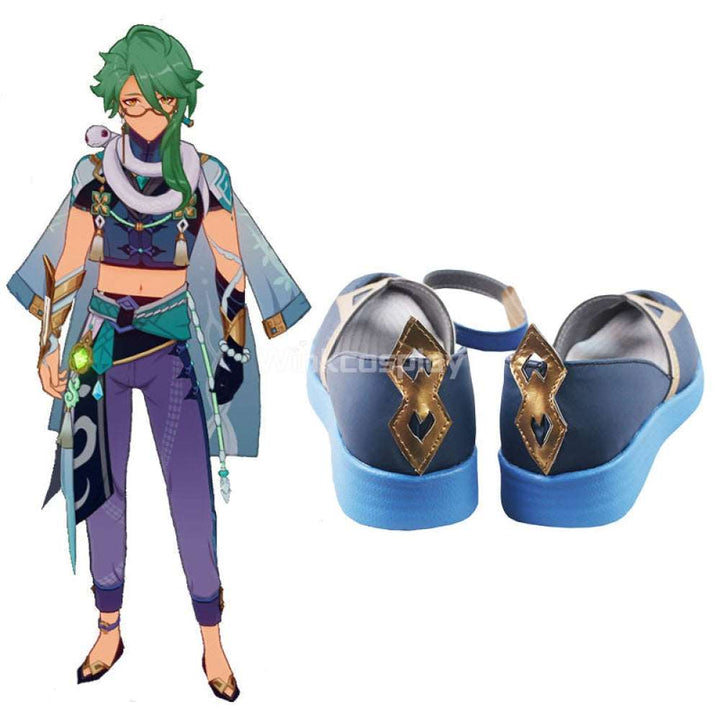 Genshin Impact Baishu Blue Cosplay Shoes - Winkcosplay