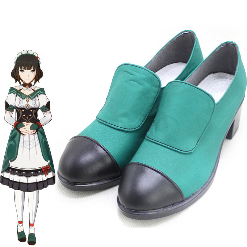 Genshin Impact Catherine Blue Green Cosplay Shoes