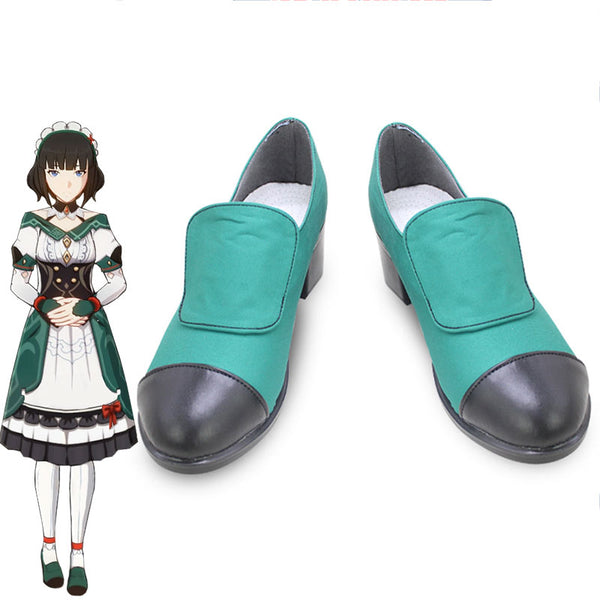 Genshin Impact Catherine Blue Green Cosplay Shoes