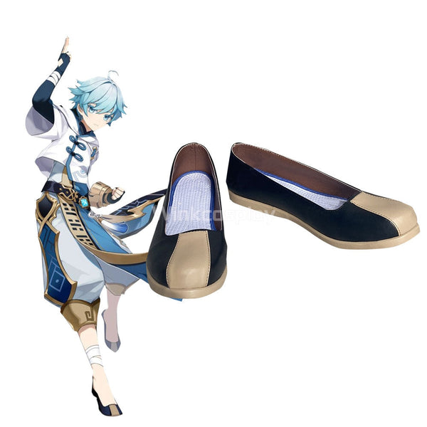 Genshin Impact Chongyun Golden Cosplay Shoes - Winkcosplay