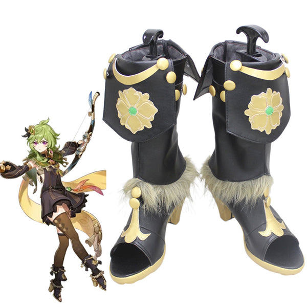 Genshin Impact Collei  Black Shoes Cosplay Boots