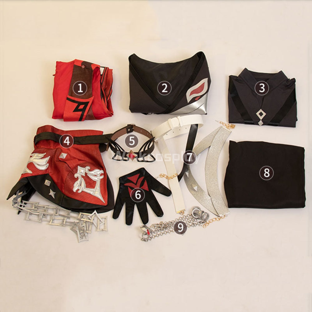 Genshin Impact Diluc Red Dead of Night Cosplay Costume