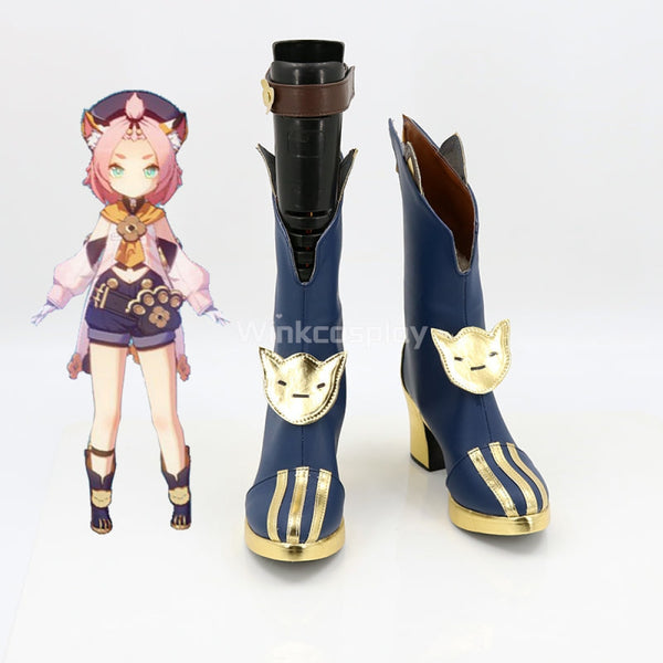 Genshin Impact Diona Blue Shoes Cosplay Boots - Winkcosplay