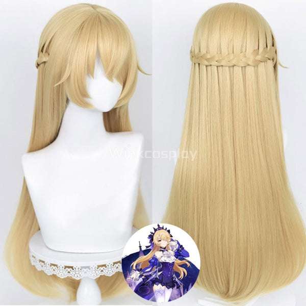 Genshin Impact Fischl von Luftschloss Narfidort Ein Immernachtstraum Golden Cosplay Wig