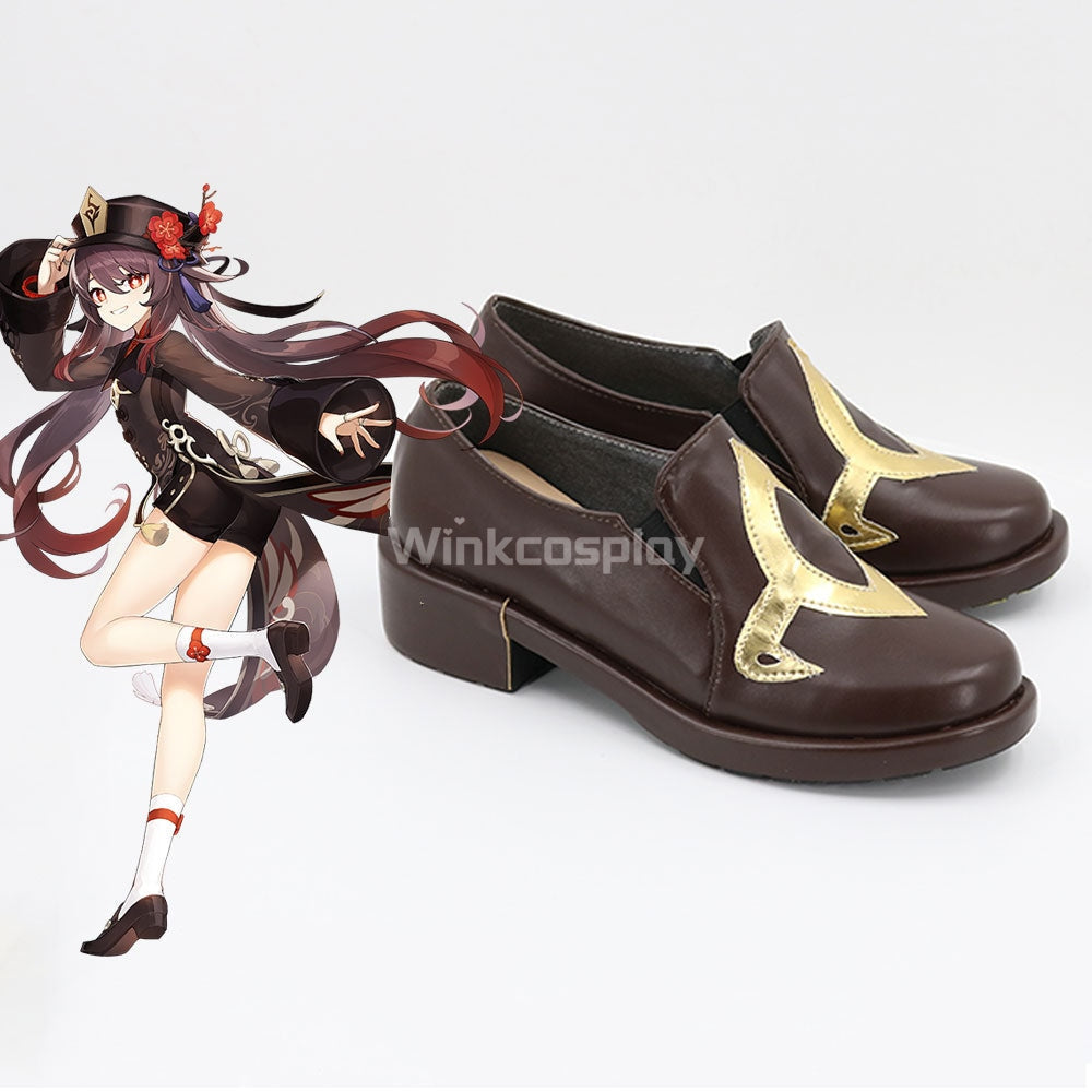 Genshin Impact Hu Tao Brown Cosplay Shoes - Winkcosplay