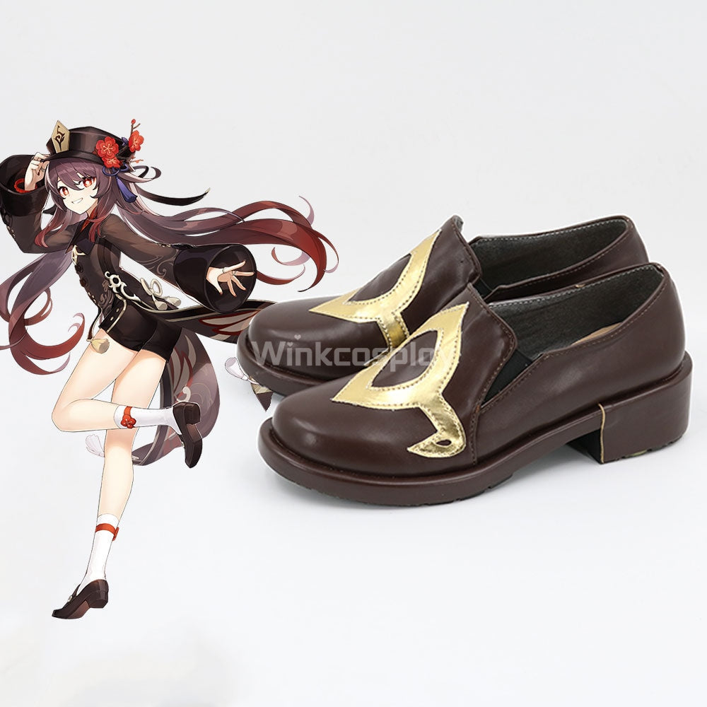 Genshin Impact Hu Tao Brown Cosplay Shoes - Winkcosplay