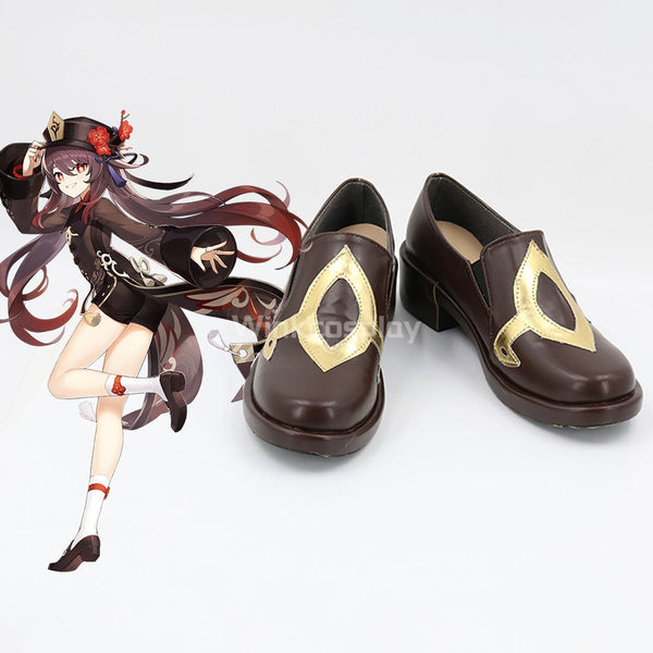 Genshin Impact Hu Tao Brown Cosplay Shoes - Winkcosplay