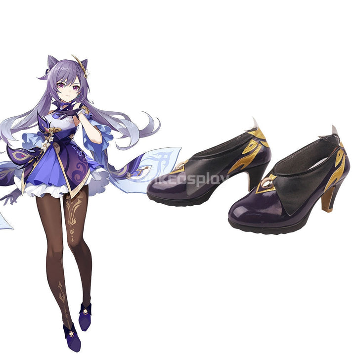 Genshin Impact Keqing Purple Cosplay Shoes - Winkcosplay
