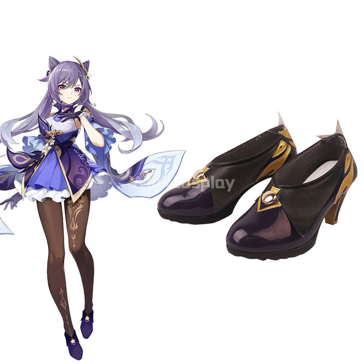 Genshin Impact Keqing Purple Cosplay Shoes - Winkcosplay