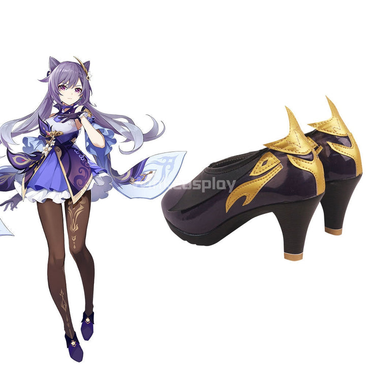 Genshin Impact Keqing Purple Cosplay Shoes - Winkcosplay