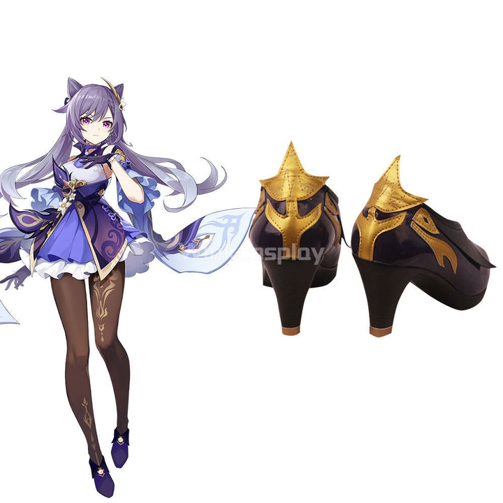 Genshin Impact Keqing Purple Cosplay Shoes - Winkcosplay