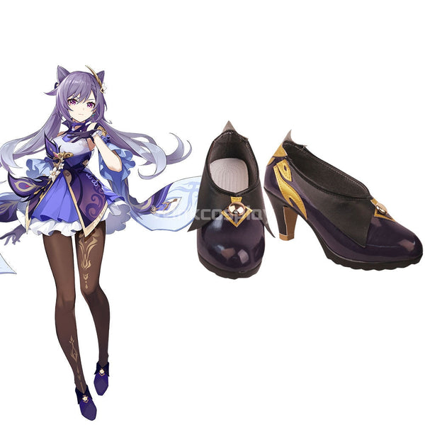 Genshin Impact Keqing Purple Cosplay Shoes - Winkcosplay