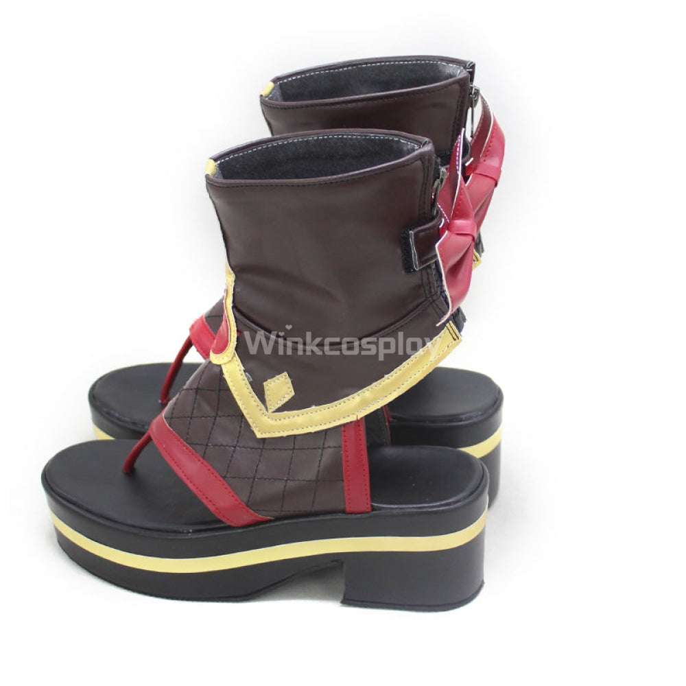 Genshin Impact  Kuki Shinobu Brown Shoes Cosplay Boots