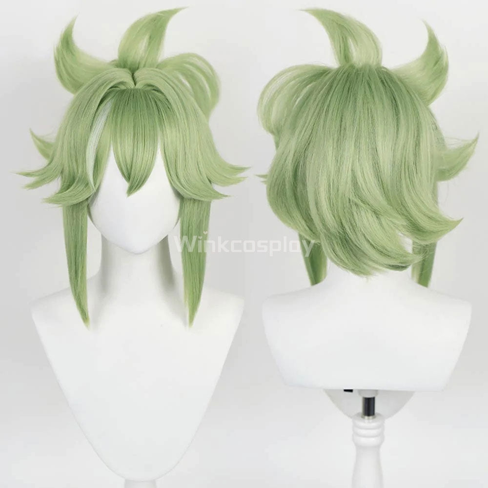 Genshin Impact Kuki Shinobu Green Cosplay Wig