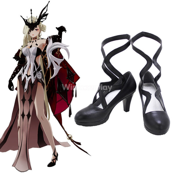 Genshin Impact La Signora Black Cosplay Shoes - Winkcosplay