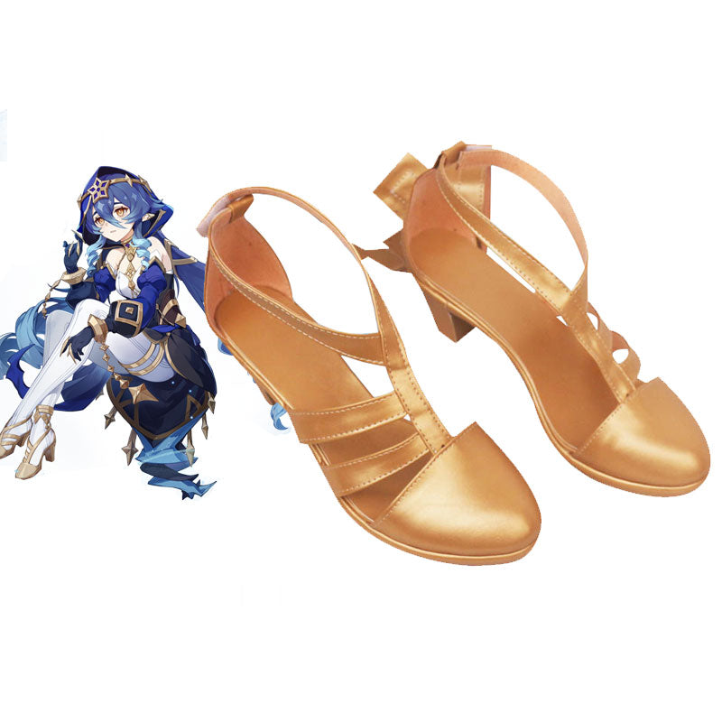 Genshin Impact Layla Golden Cosplay Shoes