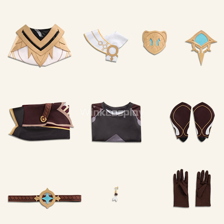 Genshin Impact Player Male Traveler Aether Cosplay Costume - Winkcosplay