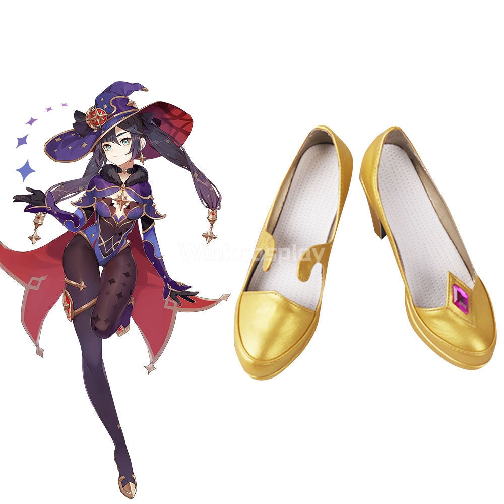 Genshin Impact Mona Golden Cosplay Shoes - Winkcosplay