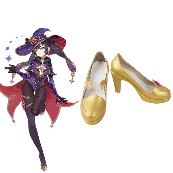 Genshin Impact Mona Golden Cosplay Shoes - Winkcosplay