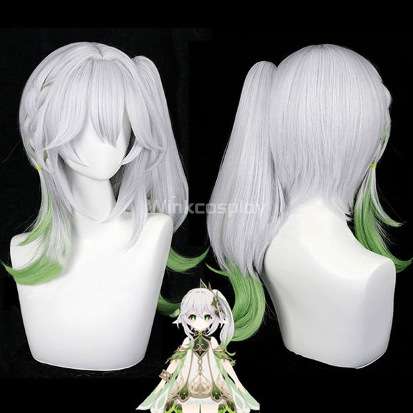 Genshin Impact Nahida Silver Green Cosplay Wig