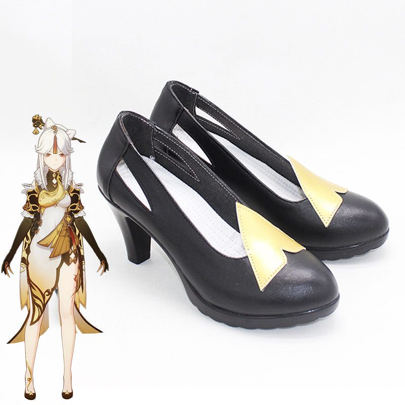 Genshin Impact Ningguang Black Golden Cosplay Shoes