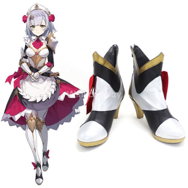 Genshin Impact Noelle Black White Cosplay Shoes - Winkcosplay