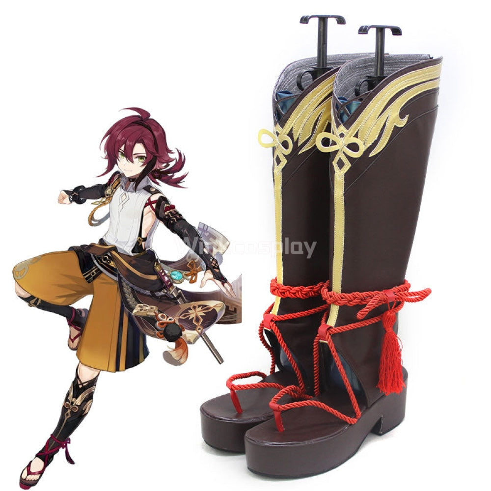 Genshin Impact Shikanoin Heizou Brown Shoes Cosplay Boots