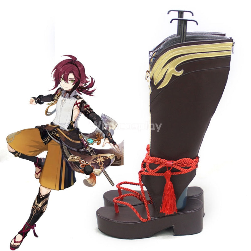 Genshin Impact Shikanoin Heizou Brown Shoes Cosplay Boots