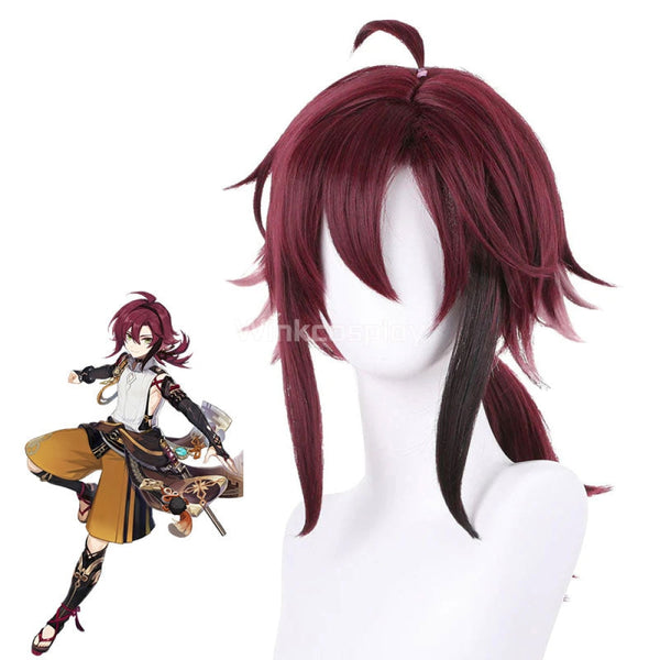 Genshin Impact Shikanoin Heizou Red Cosplay Wig