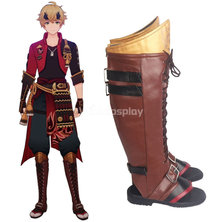 Genshin Impact Thoma Brown Shoes Cosplay Boots - Winkcosplay