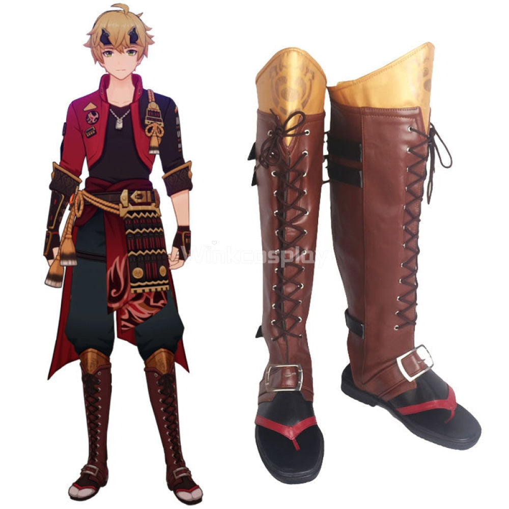 Genshin Impact Thoma Brown Shoes Cosplay Boots - Winkcosplay