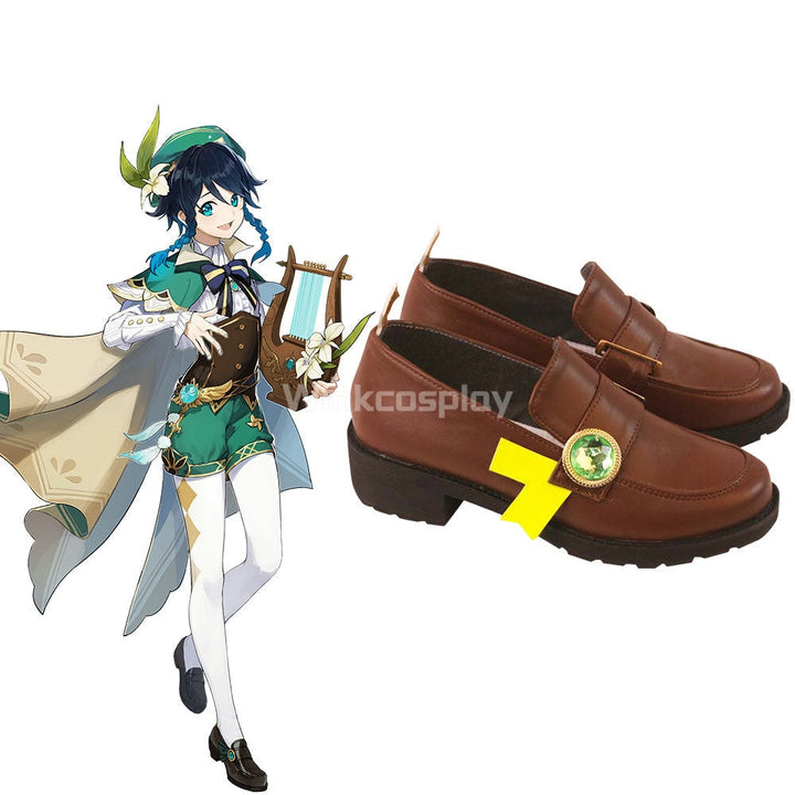 Genshin Impact Venti Brown Cosplay Shoes - Winkcosplay