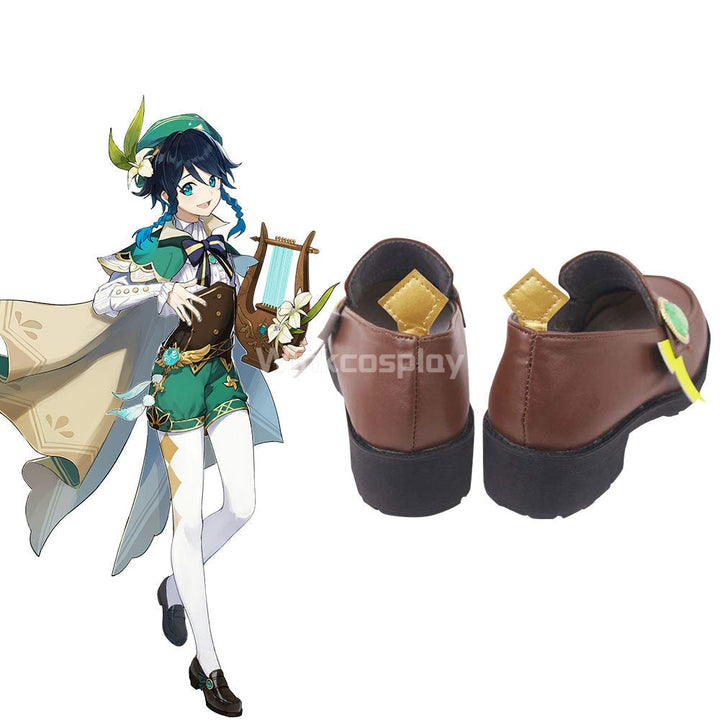 Genshin Impact Venti Brown Cosplay Shoes - Winkcosplay
