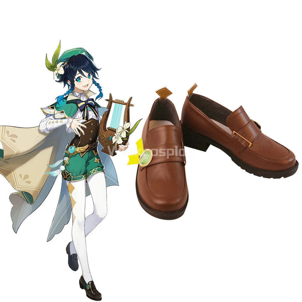 Genshin Impact Venti Brown Cosplay Shoes - Winkcosplay