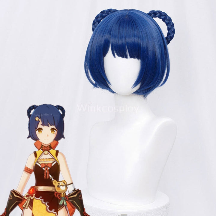 Genshin Impact Xiangling Blue Cosplay Wig - Winkcosplay