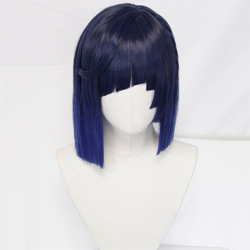 Genshin Impact Yelan Black Blue Cosplay Wig