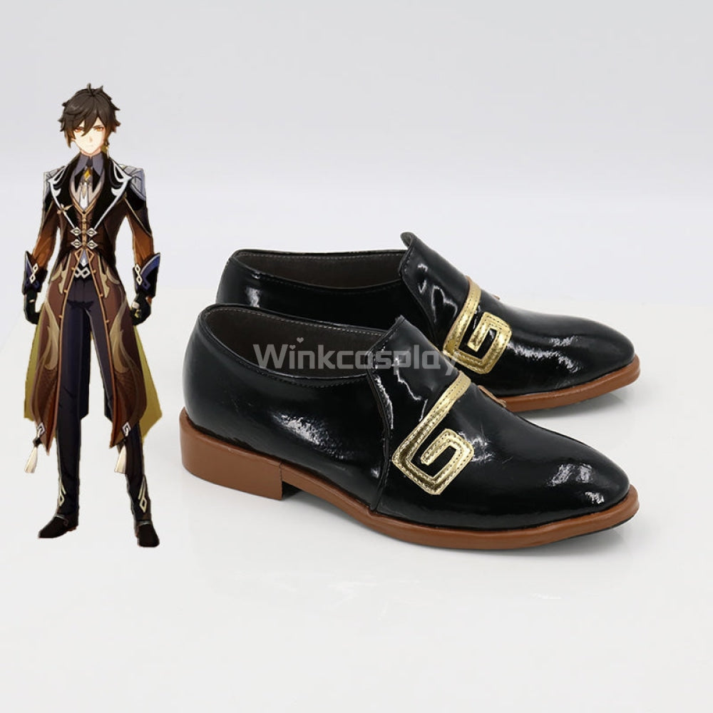 Genshin Impact Zhongli Black Cosplay Shoes - Winkcosplay