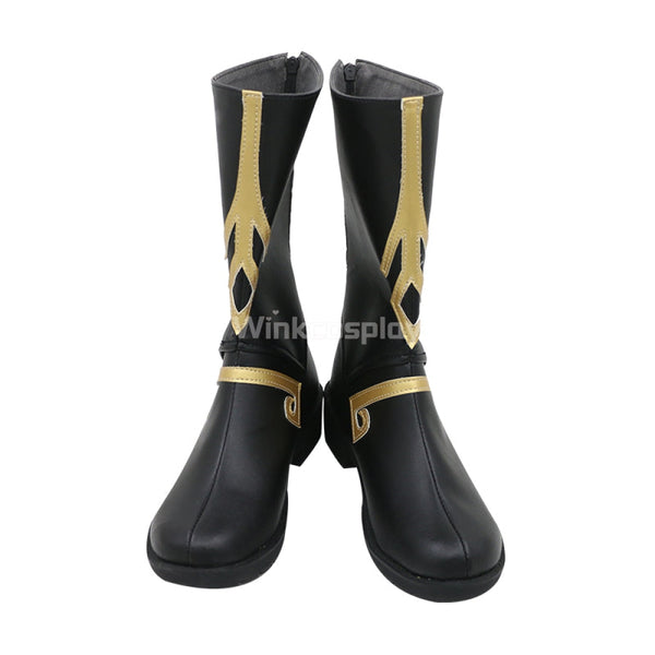 Genshin Impact Zhongli Female Black Shoes Cosplay Boots