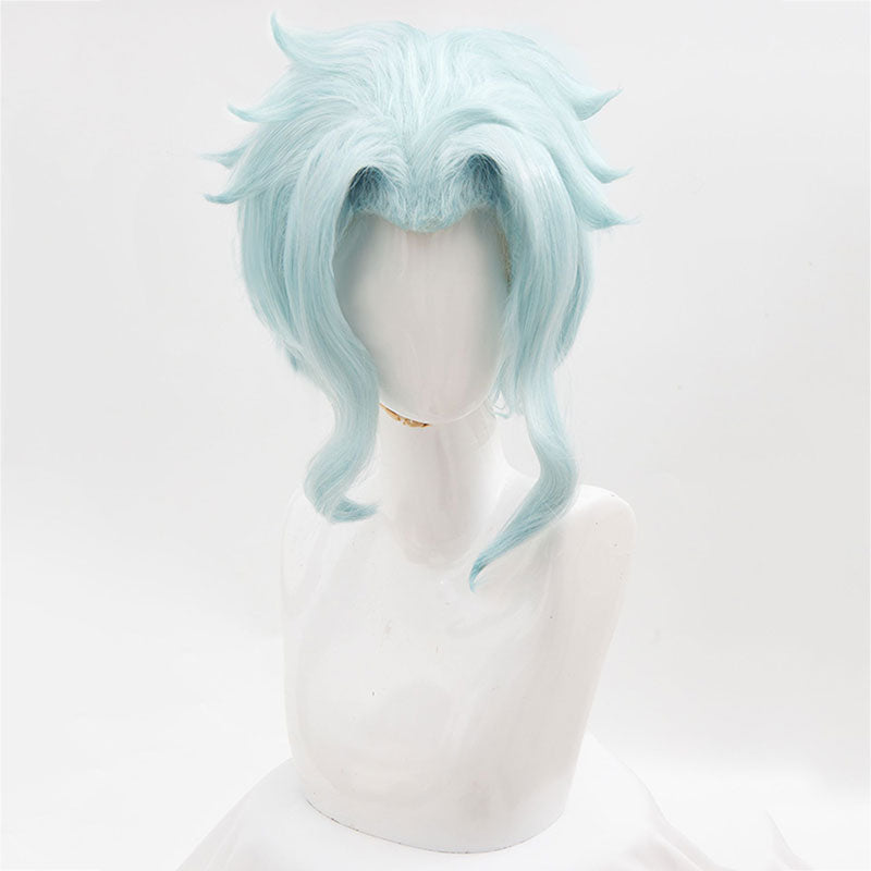 Genshin Impact the Eleven Fatui Harbingers Il Dottore The Doctor Light Blue Cosplay Wig