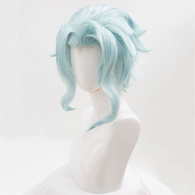 Genshin Impact the Eleven Fatui Harbingers Il Dottore The Doctor Light Blue Cosplay Wig