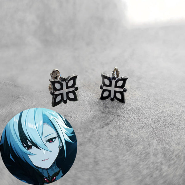 Genshin Impact the Eleven Fatui Harbingers The Knave The Servant Arlecchino Earrings Ear clips Cosplay Accessory Prop