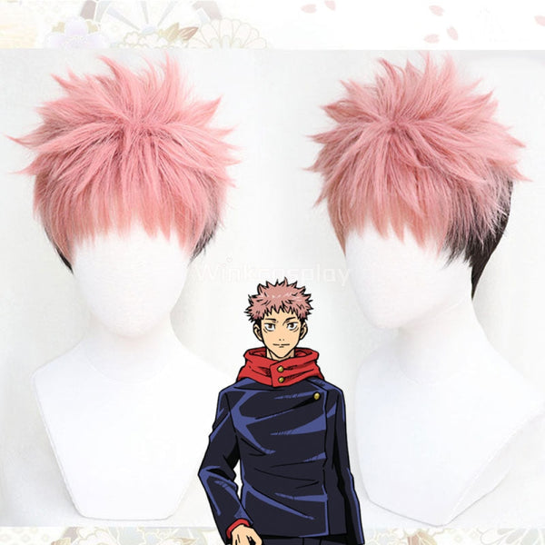 Jujutsu Kaisen Sorcery Fight Yuji Itadori Halloween Pink Cosplay Wig