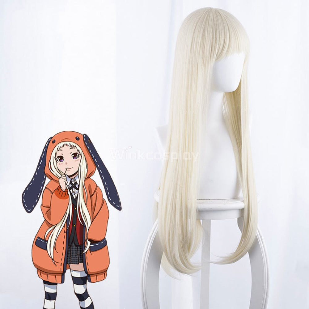 Kakegurui Compulsive Gambler Runa Yomozuki Light Golden Cosplay Wig