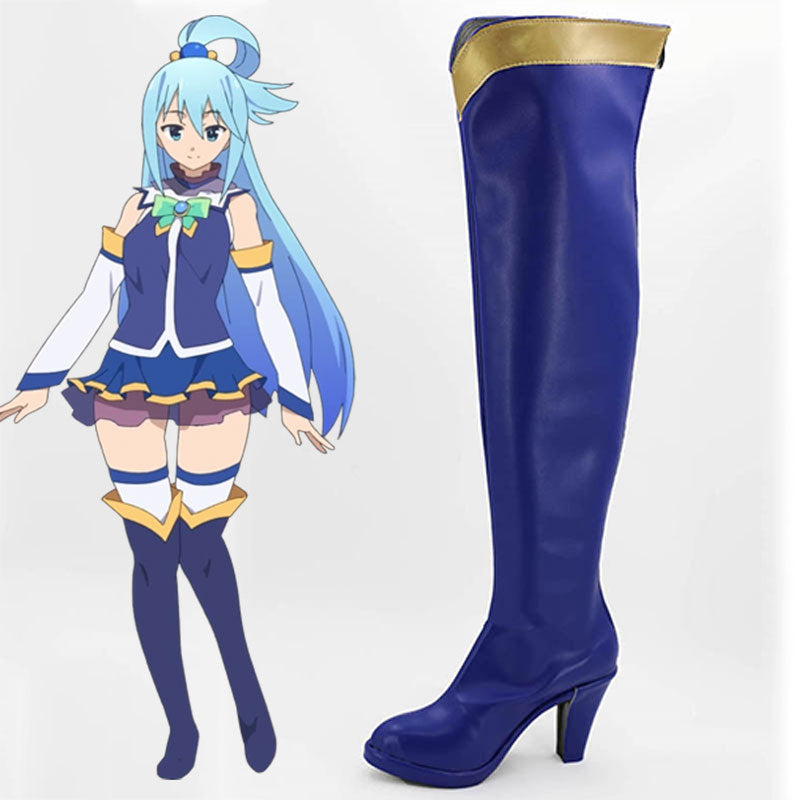 Konosuba: God's Blessing on This Wonderful World! Kono Subarashii Sekai ni Shukufuku wo! Aqua Blue Shoes Cosplay Boots
